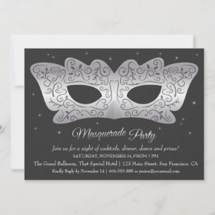 Invitation Cartons d'invitation Faux Masque d'Argent pour Soi