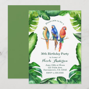 Invitation Cartons d'invitation Fête Perruches et feuilles tr