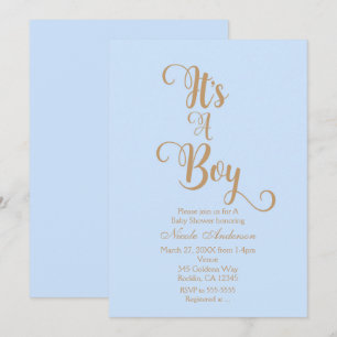 Invitation Cartons d'invitation Fille ou Garçon Bleu et Or po