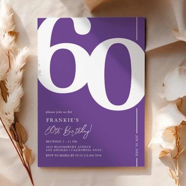 Invitation Cartons d'invitation fuchsia pour 60e anniversaire (Créateur téléchargé)