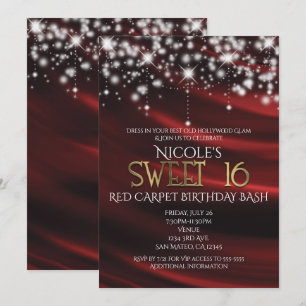 Invitation Cartons d'invitation Glamour Rouge Soie & Or scint