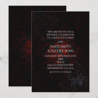 Cartons d'invitation Halloween araignée damassé ro