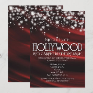 Invitation Cartons d'invitation Hollywood en soie rouge et ar