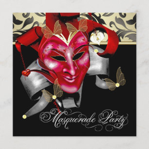 Invitation Cartons d'invitation Mascarade Rouge Noir Or