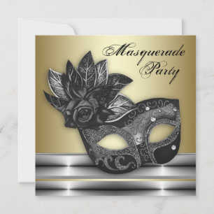 Invitation Cartons d'invitation Masquerade Argent Noir Or