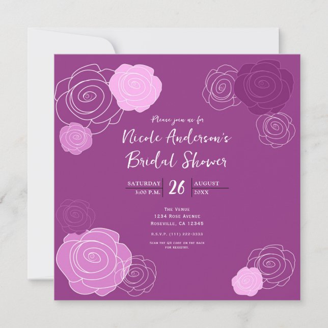 Invitation Cartons d'invitation mauve pour mariage (Devant)