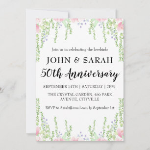 Invitation Cartons d'invitation modernes floraux pour les 50 