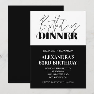 Invitation Cartons d'invitation noir blanc 63e anniversaire D