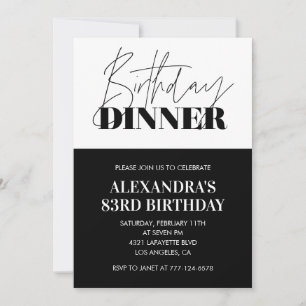 Invitation Cartons d'invitation noir et blanc pour 83e annive