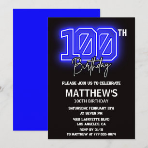 Invitation Cartons d'invitation noir pour 100e anniversaire M