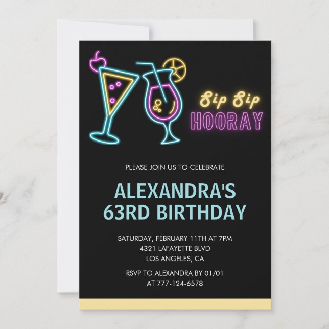 Invitation Cartons d'invitation noir pour 63e anniversaire Co (Devant)