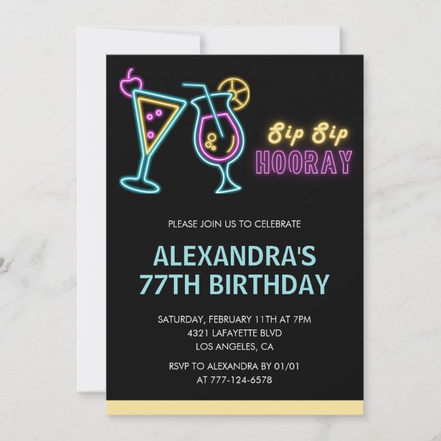 Invitation Cartons d'invitation noir pour 77e anniversaire Co (Devant)