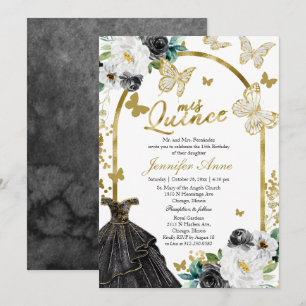 Invitation Cartons d'invitation Papillon Coing Fleurs Robe no