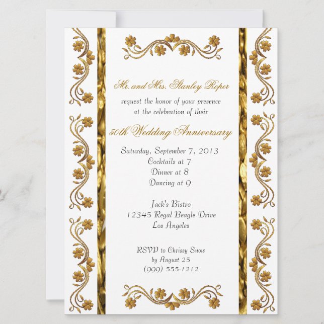 Invitation Cartons d'invitation personnalisés pour le 50e ann (Devant)