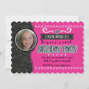 Invitation Cartons d'invitation photo de fête pour filles à p