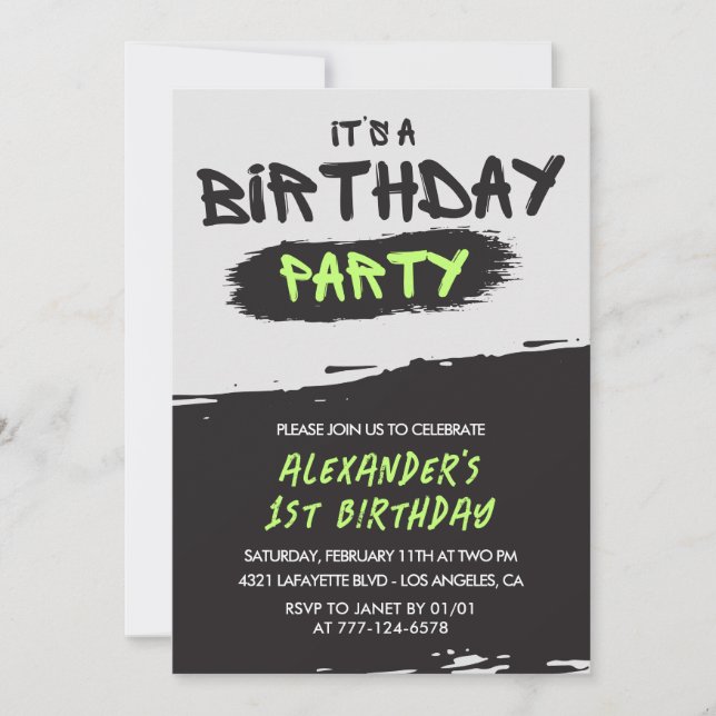 Invitation Cartons d'invitation pour 1er anniversaire garçon  (Devant)