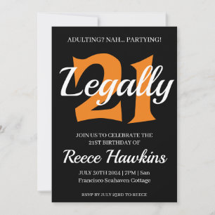 Invitation Cartons d'invitation pour 21 ans modernes noir et 