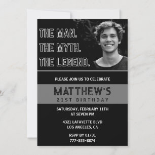 Invitation Cartons d'invitation pour 21 ans The Man The Legen