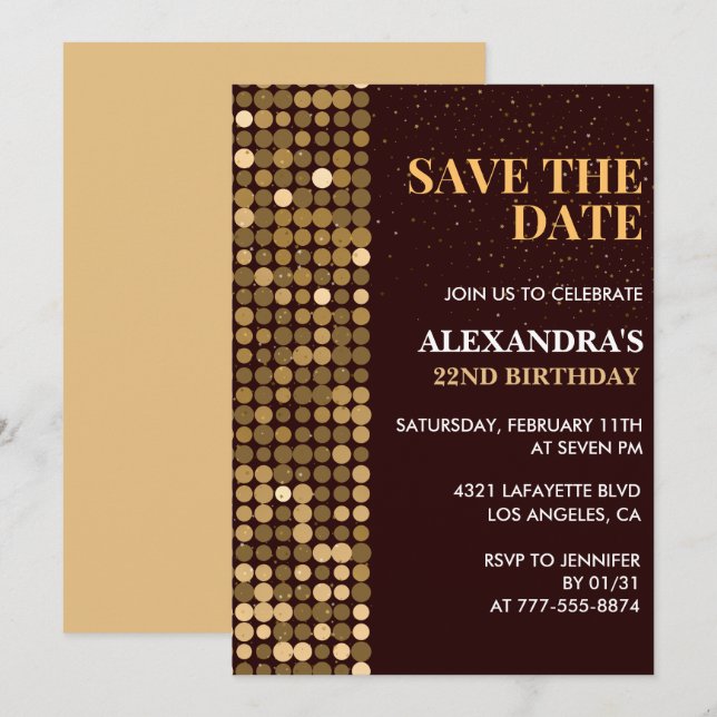 Invitation Cartons d'invitation pour 22e anniversaire À reten (Devant / Derrière)