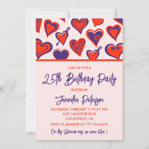 Invitation Cartons d'invitation pour 25 ans Glamour Cute Red 