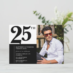 Invitation Cartons d'invitation pour 25 ans noir blanc photo
