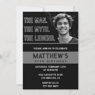 Invitation Cartons d'invitation pour 27 ans Black The Man The
