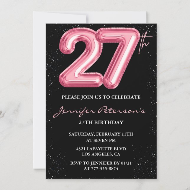 Invitation Cartons d'invitation pour 27e anniversaire Rose Ba (Devant)