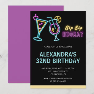 Invitation Cartons d'invitation pour 32e anniversaire Cocktai