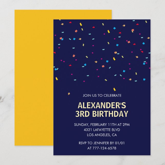 Invitation Cartons d'invitation pour 3ème anniversaire garçon (Devant / Derrière)