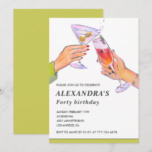 Invitation Cartons d'invitation pour 40 ans Fête Cocktail Amu