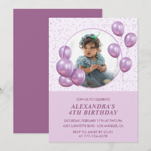 Invitation Cartons d'invitation pour 4ème anniversaire Ballon
