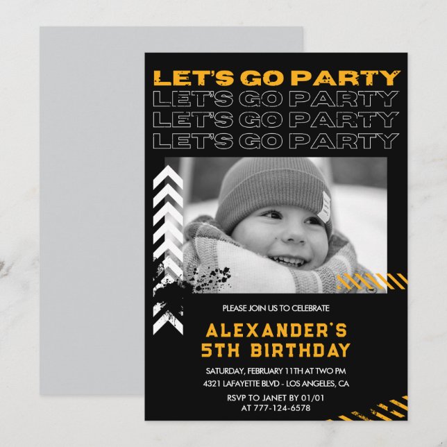 Invitation Cartons d'invitation pour 5ème anniversaire garçon (Devant / Derrière)