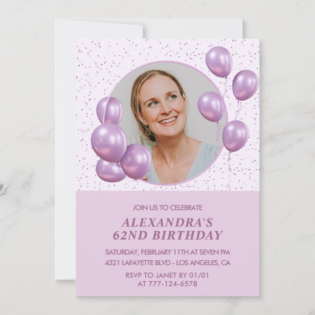 Invitation Cartons d'invitation pour 62e anniversaire Ballons (Devant)