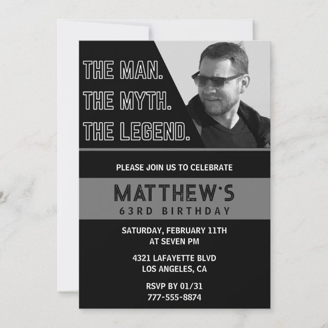 Invitation Cartons d'invitation pour 63e anniversaire Black T (Devant)