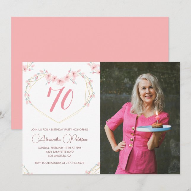 Invitation Cartons d'invitation pour 70e anniversaire Bohème  (Devant / Derrière)