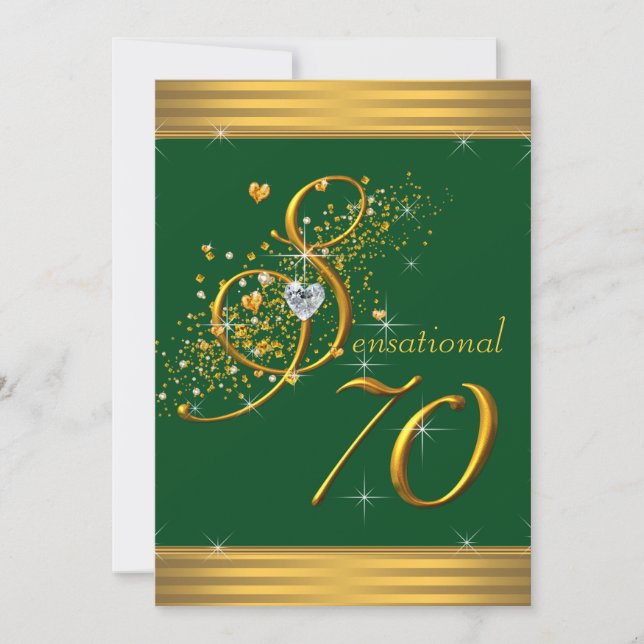 Invitation Cartons d'invitation pour 70e anniversaire vert et (Devant)