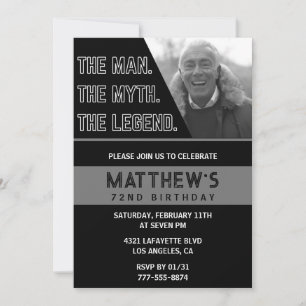 Invitation Cartons d'invitation pour 72 ans Black The Man The