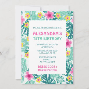 Invitation Cartons d'invitation pour 75 ans avec motif tropic