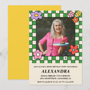 Invitation Cartons d'invitation pour 75 ans Fleurs Rétro Groo