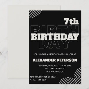 Invitation Cartons d'invitation pour 7 ans garçon fête noir