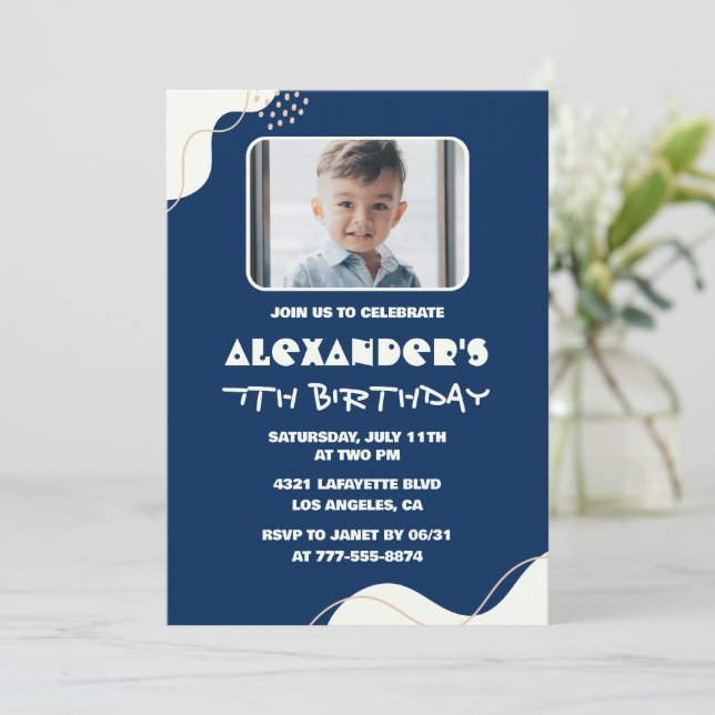 Invitation Cartons d'invitation pour 7 ans garçon Photo Simpl (Debout devant)
