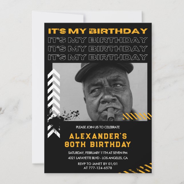 Invitation Cartons d'invitation pour 80e anniversaire Hommes  (Devant)