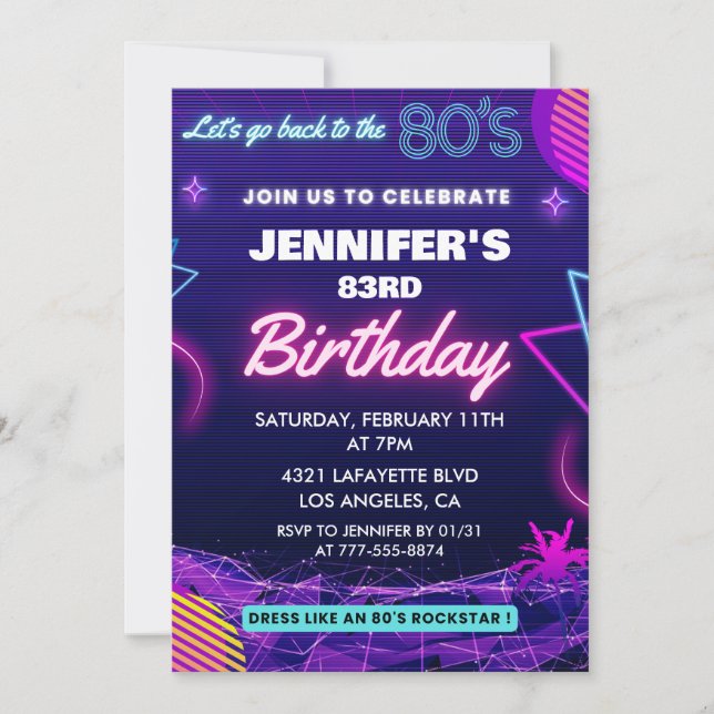Invitation Cartons d'invitation pour 83e anniversaire Retour  (Devant)