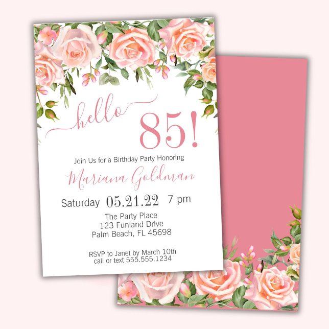 Invitation Cartons d'invitation pour 85e anniversaire Fleurs  (Créateur téléchargé)