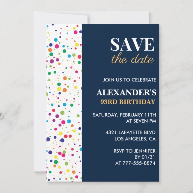Invitation Cartons d'invitation pour 93e anniversaire Enregis (Devant)