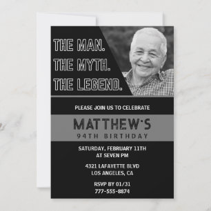 Invitation Cartons d'invitation pour 94e anniversaire Black T