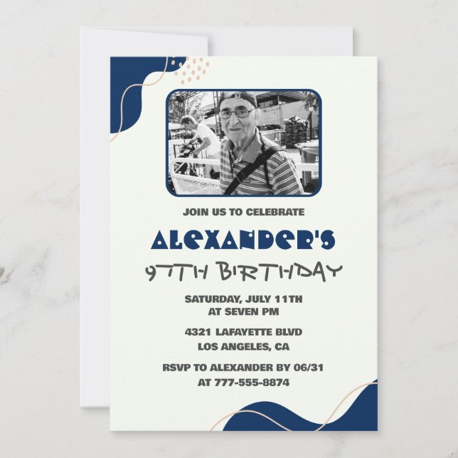 Invitation Cartons d'invitation pour 97e anniversaire Hommes  (Devant)