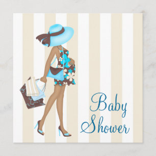 Invitation Cartons d'invitation pour Baby Shower Brun Turquoi