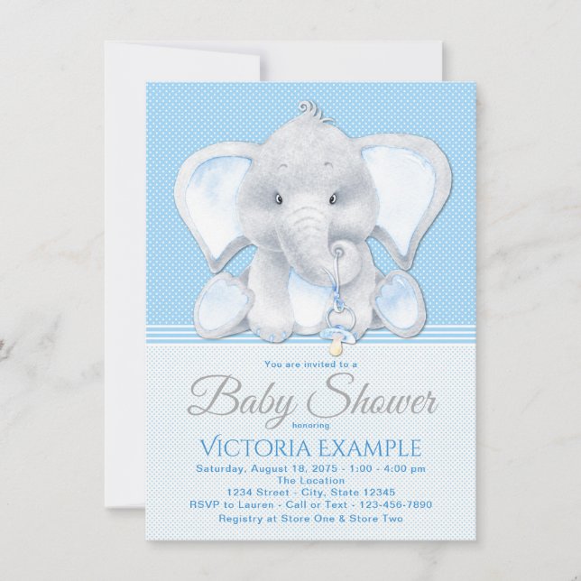 Invitation Cartons d'invitation pour Baby Shower éléphant béb (Devant)