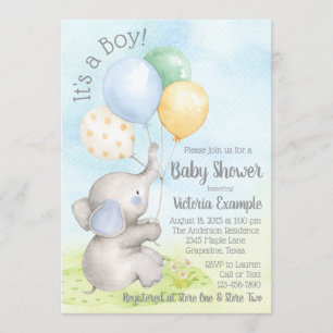 Invitation Cartons d'invitation pour Baby Shower éléphant béb